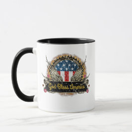 Caneca Insígnia de Águia da Bandeira Deus Abençoe a Améri