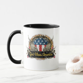Caneca Insígnia de Águia da Bandeira Deus Abençoe a Améri