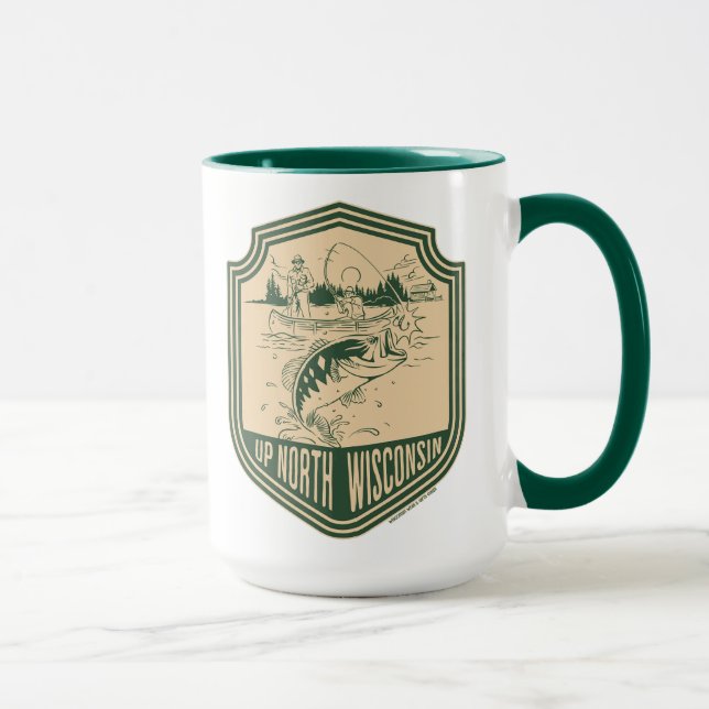 Caneca Insígnia de Pesca do Norte de Wisconsin (Direita)