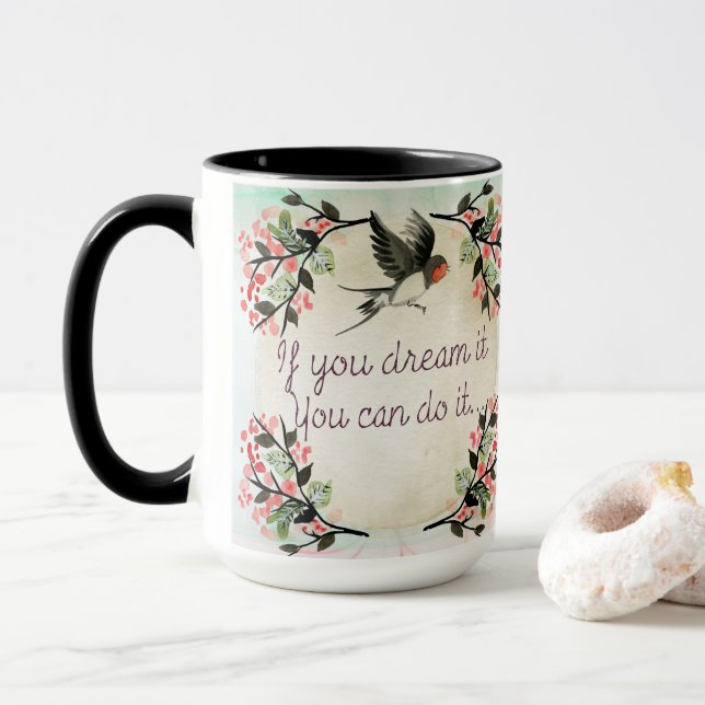 Caneca Inspiração Se Você Sonha Com Aquarela (Com Donut)
