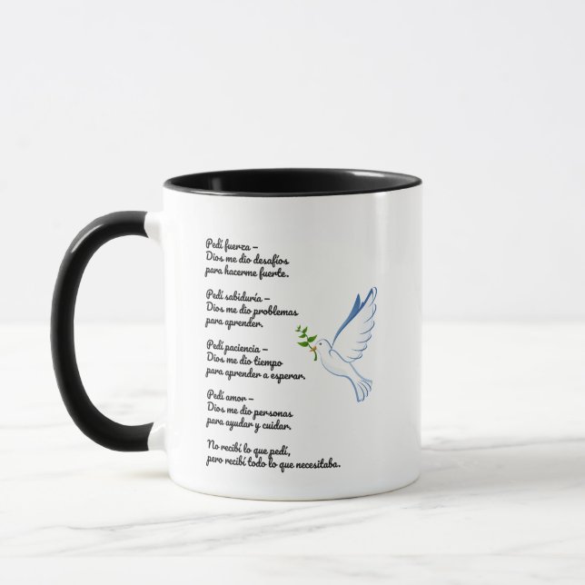 Caneca Inspiracional taza con cita de Dios – Fuerza, Amor (Esquerda)