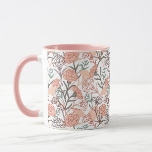 Caneca Inspirado na Natureza Floral: Padrão de Flor de Cr