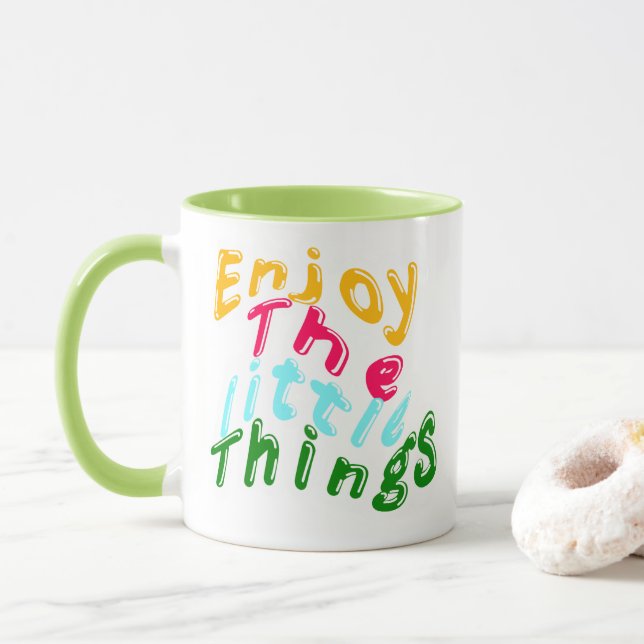 Caneca Inspiradora Desfrute as Pequenas Coisas (Com Donut)
