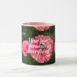 Caneca Inspirational Pink Love Cote Floral Flor Heart
