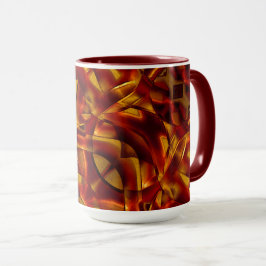 Caneca Interlactação de fitas laranja queimadas, efeito e