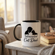 Introverted Cat Dad Vintage Silhouette Coffee Mug