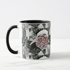 Caneca Inverno, Natal, Neve, Desenho de Rosa congelado