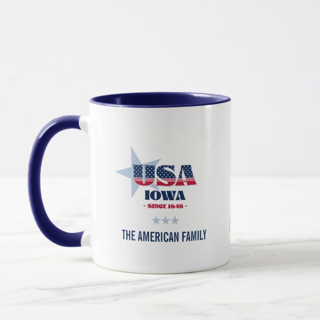 Caneca Iowa USA 1846 Blue Star Personalised Mug (Esquerda)