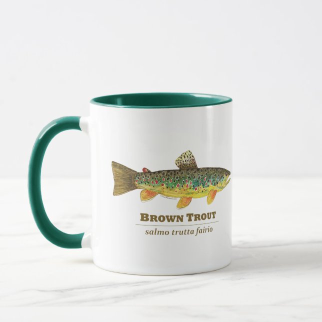 Caneca Iquitologia De Pesca De Trutas Marrons. Ele, Ela (Esquerda)
