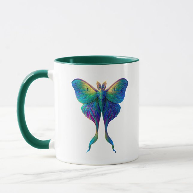 Caneca Iridescent Luna Moth Coffee Mug | Colorful Fantasy (Esquerda)
