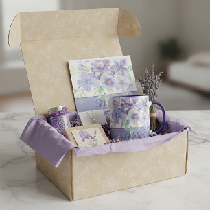 Caneca Íris aquarela roxa e azul personalizável 