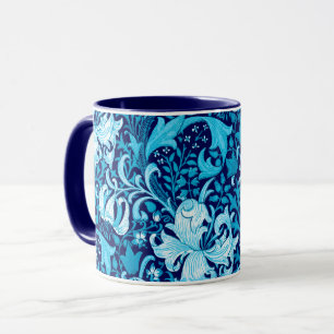 Caneca Íris de William Morris e lírio, azul de índigo