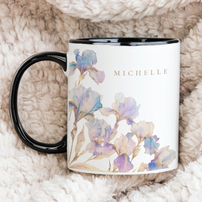 Caneca Íris Elegante Flores Personalizadas (Criador carregado)