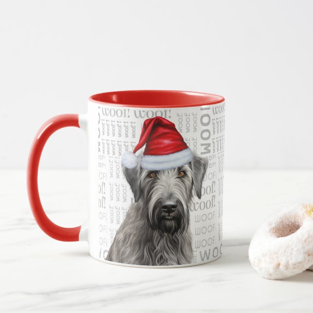 Caneca Irish Wolfhound Santa Dog Woof Background (Com Donut)