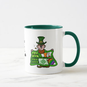 Caneca Irlandês Quilt & Leprechaun Mug com Benção Engraça
