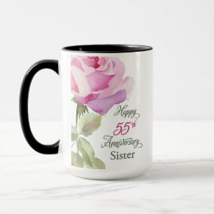 Caneca Irmã Aniversário de 55 Anos Jubileu Católico Rosa