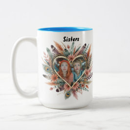 Caneca Irmã Boho com Coração Floral & Nomes