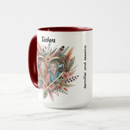 Caneca Irmã Boho com Coração Floral & Nomes