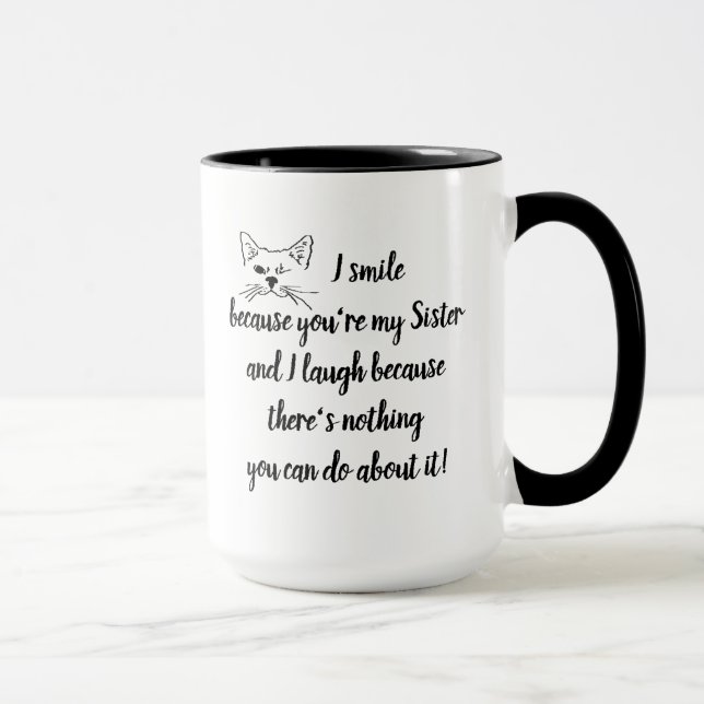 Caneca Irmã Diversão Dizendo Gato De Vidro De Cota (Direita)