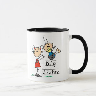 Caneca Irmã mais velha com camiseta e presentes do irmã