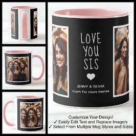 Caneca Irmã Querida Você Fotos Moderno Preto Branco C00