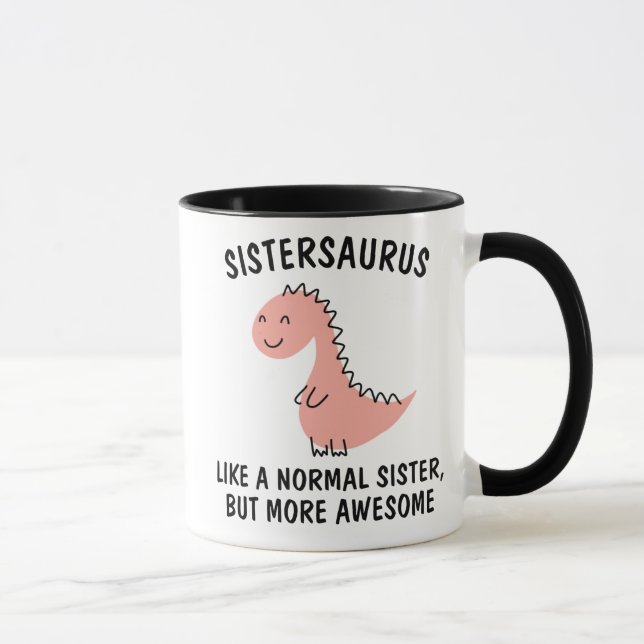 Caneca Irmã | Sistersaurus| Caneca Dinossauro Irmã (Direita)