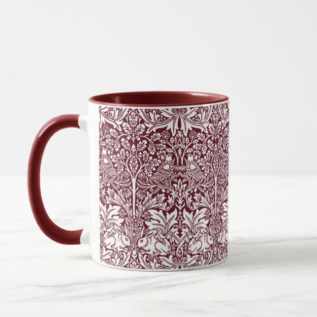 Caneca Irmão Coelho Maroon Patterno William Morris (Esquerda)