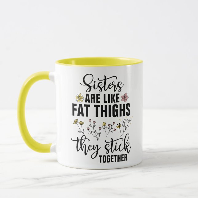 Caneca Irmãs são como coxas gordas que se unem. (Esquerda)