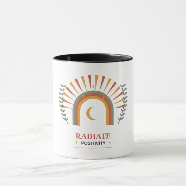 Caneca Irradie Positividade Boho Celestial Sol Lua Botâni (Centro)