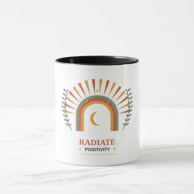Caneca Irradie Positividade Boho Celestial Sol Lua Botâni (Centro)