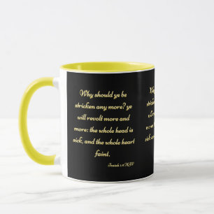 Caneca Isaiah 1:5 KJV - Escritura de Bíblia de dois tons