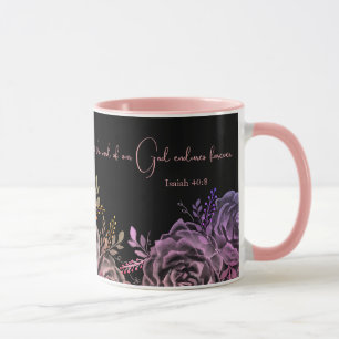 Caneca Isaiah 40:8 - Escritura, Cor-de-rosa e Rosa preto
