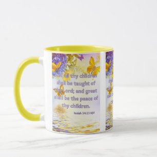 Caneca Isaiah 54:13 KJV - Escritura de Bíblia Pic Dois-To