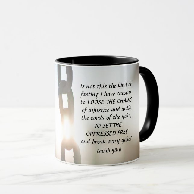 Caneca Isaiah 58:6 Tipo de jejum que escolhi (Frente Esquerda)