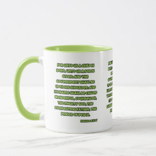 Caneca Isaiah 9:6 Escritura de Bíblia KJV - Dois Tom