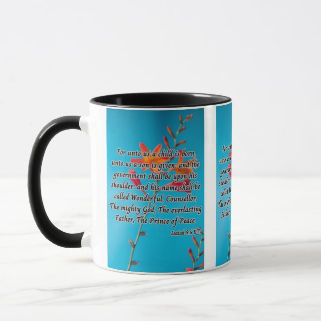 Caneca Isaiah 9:6 KJV - Escritura de Bíblia Pic Dois Tons (Esquerda)