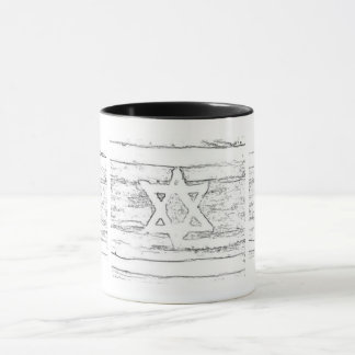 Caneca israel abstrato preto e branco