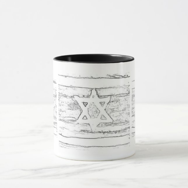 Caneca israel abstrato preto e branco (Centro)