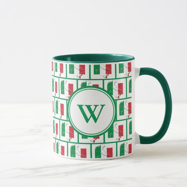 Caneca ITÁLIA FLAG | Monograma Verde (Direita)