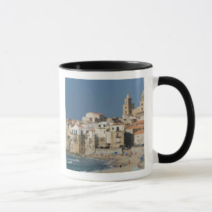 Caneca Itália, Sicília, Cefalu, Cidade View com Duomo de