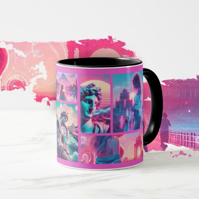 Caneca Itália | Vaporwave Retrowave, Colagem de fotos per (Criador carregado)