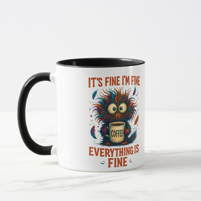 Caneca It's Fine I'm Fine Coffee Cat Mug – Funny Sarcasti (Esquerda)