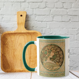 Caneca Ivy e Laurel Vintage Retratos Alphonse Mucha