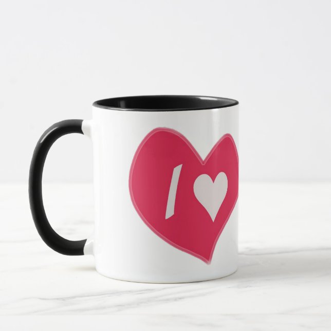 Caneca “I🤍You Heart – Cute Romantic Gift Design” (Esquerda)