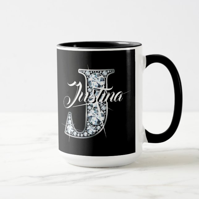 Caneca J Faux Diamond Bling Monogram (Direita)