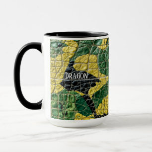 Caneca Jacaré Crocodilo Dragão Nome Verde Amarelo