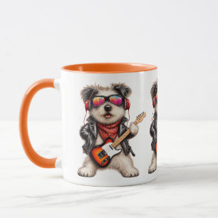 Caneca Jack Russell Resfriado Guitarrista de Rock Cachorr