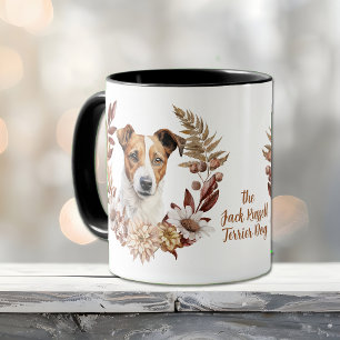 Caneca Jack Russell Terrier Dog Autumn Wreath