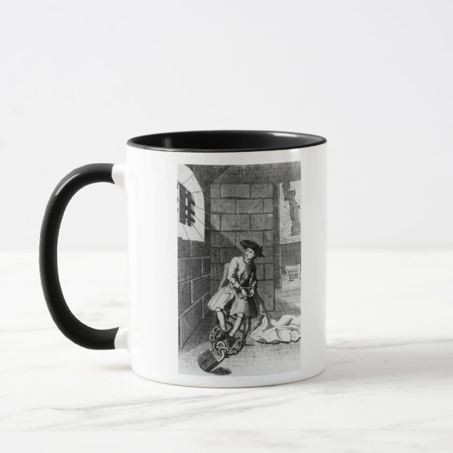 Caneca Jack Shepperd na prisão de Newgate, 1724 (Esquerda)