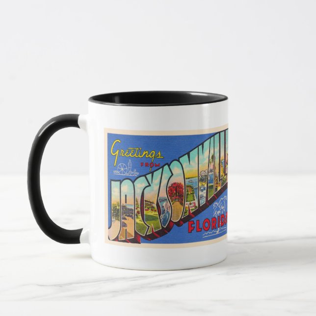 Caneca Jacksonville Flórida Vintage Grande Carta Postal (Esquerda)